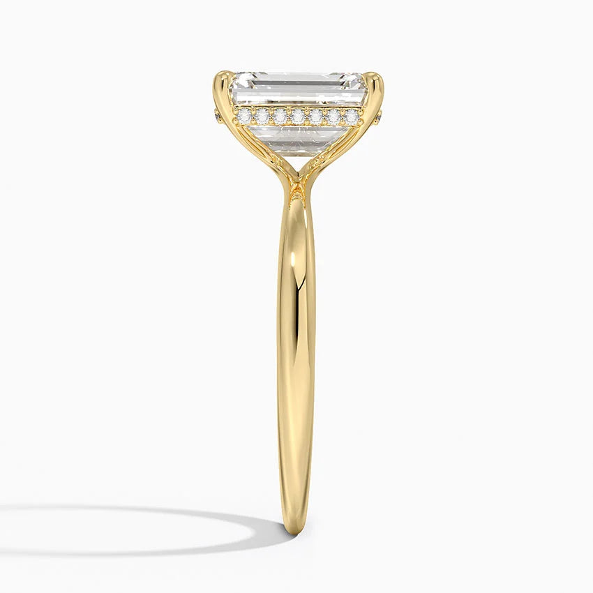 2.10 Karat Emerald Kesim Hidden Halo Tasarım Tektaş Laboratuvar Pırlanta Yüzük 18K  - Alvora - Bold Diamonds