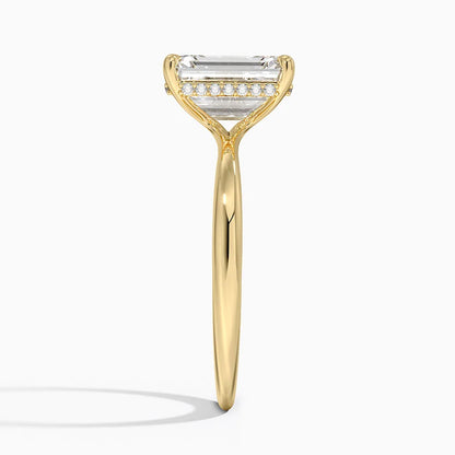 2.10 Karat Emerald Kesim Hidden Halo Tasarım Tektaş Laboratuvar Pırlanta Yüzük 18K  - Alvora - Bold Diamonds