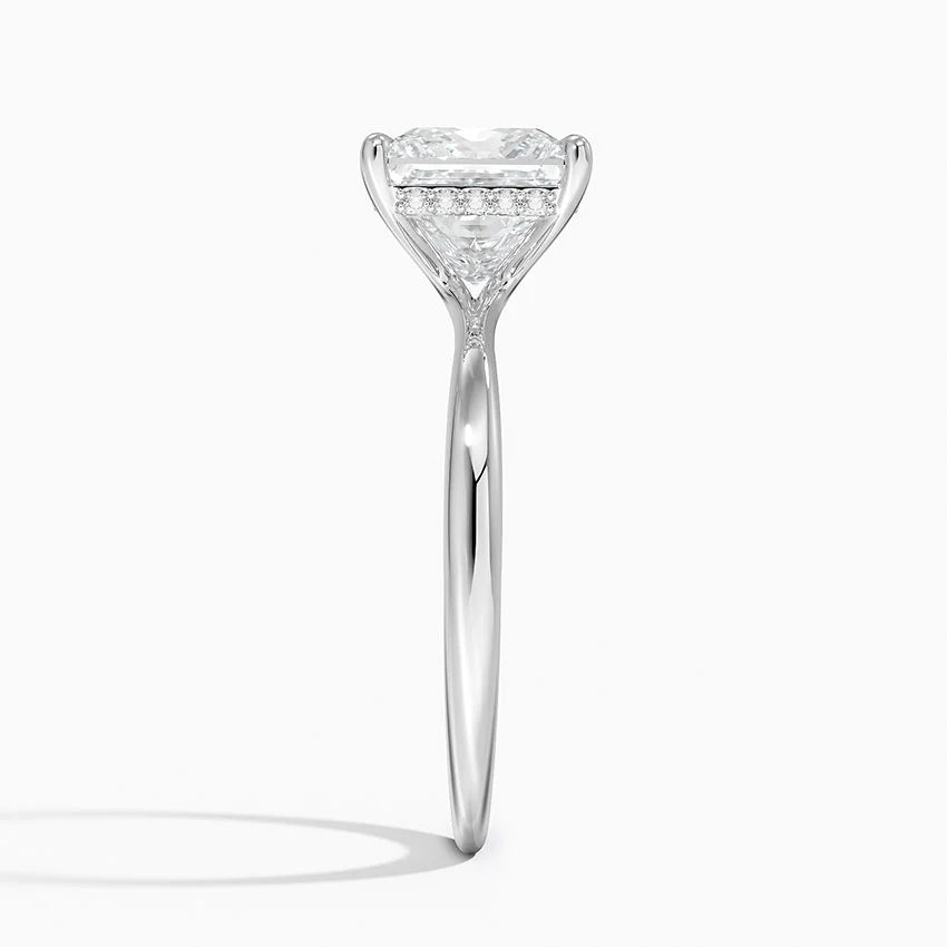 2.10 Karat Prenses Kesim Hidden Halo Tasarım Tektaş Laboratuvar Pırlanta Yüzük 18K  - Alvora - Bold Diamonds