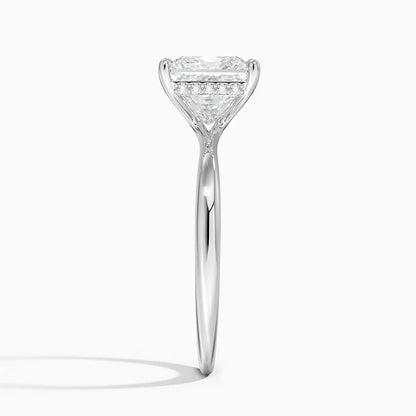 2.10 Karat Prenses Kesim Hidden Halo Tasarım Tektaş Laboratuvar Pırlanta Yüzük 18K  - Alvora - Bold Diamonds