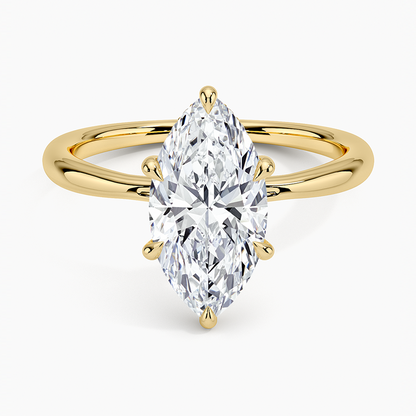 2.10 Karat Marquise Kesim Hidden Halo Tasarım Tektaş Laboratuvar Pırlanta Yüzük 18K  - Alvora - Bold Diamonds