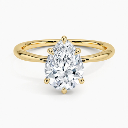 2.10 Karat Pear Kesim Hidden Halo Tasarım Tektaş Laboratuvar Pırlanta Yüzük 18K  - Alvora - Bold Diamonds