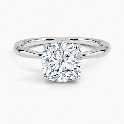 2.10 Karat Cushion Kesim Hidden Halo Tasarım Tektaş Laboratuvar Pırlanta Yüzük 18K  - Alvora - Bold Diamonds