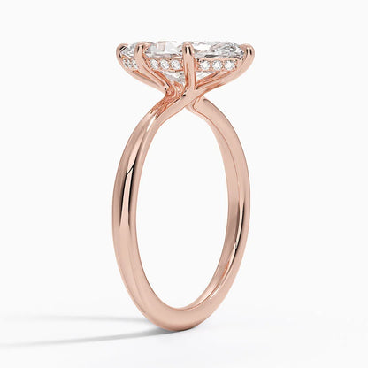 2.10 Karat Marquise Kesim Hidden Halo Tasarım Tektaş Laboratuvar Pırlanta Yüzük 18K  - Alvora - Bold Diamonds