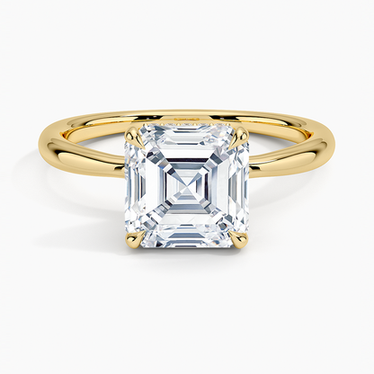 2.10 Karat Asscher Kesim Hidden Halo Tasarım Tektaş Laboratuvar Pırlanta Yüzük 18K  - Alvora - Bold Diamonds