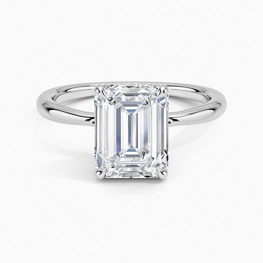 2.10 Karat Emerald Kesim Hidden Halo Tasarım Tektaş Laboratuvar Pırlanta Yüzük 18K  - Alvora - Bold Diamonds