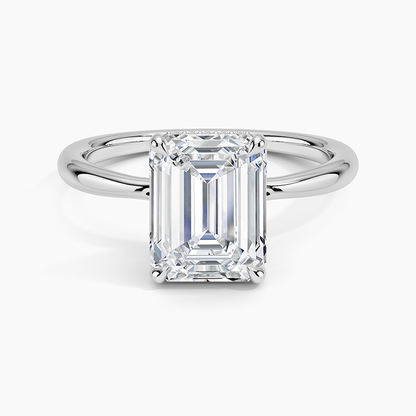 2.10 Karat Emerald Kesim Hidden Halo Tasarım Tektaş Laboratuvar Pırlanta Yüzük 18K  - Alvora - Bold Diamonds