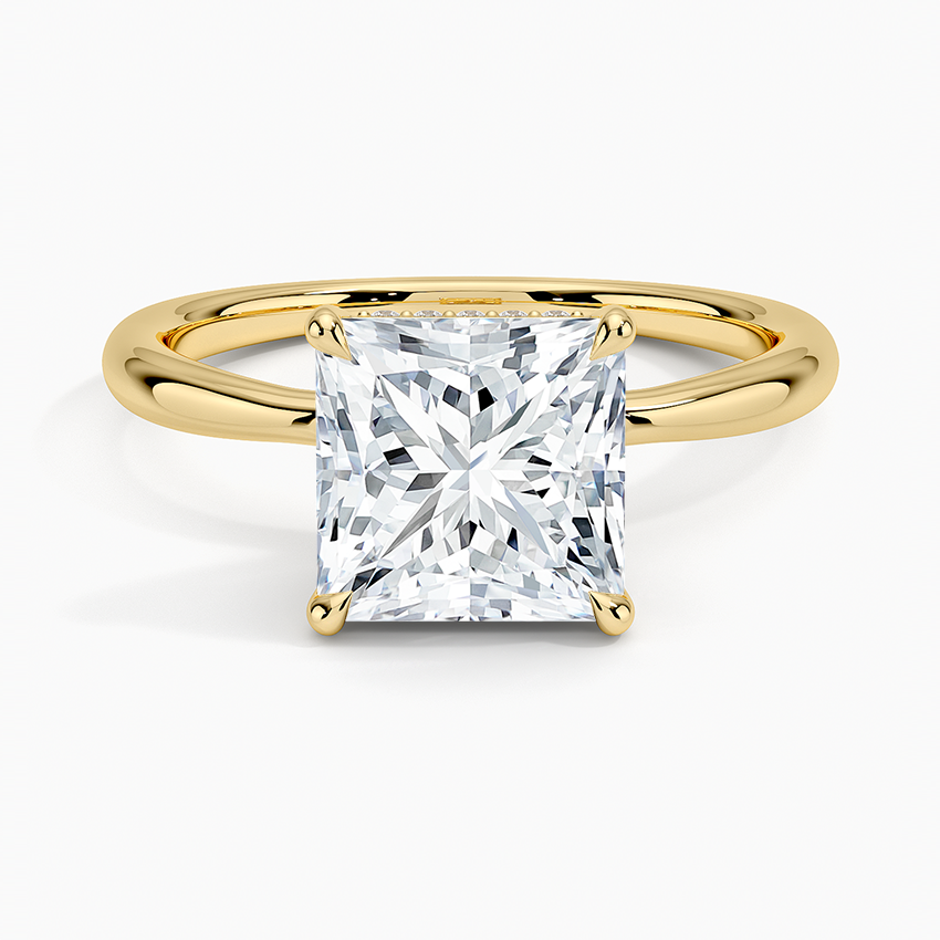 2.10 Karat Prenses Kesim Hidden Halo Tasarım Tektaş Laboratuvar Pırlanta Yüzük 18K  - Alvora - Bold Diamonds