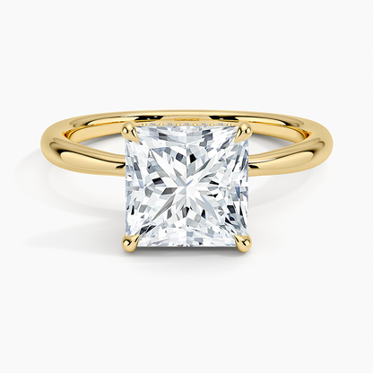 2.10 Karat Prenses Kesim Hidden Halo Tasarım Tektaş Laboratuvar Pırlanta Yüzük 18K  - Alvora - Bold Diamonds