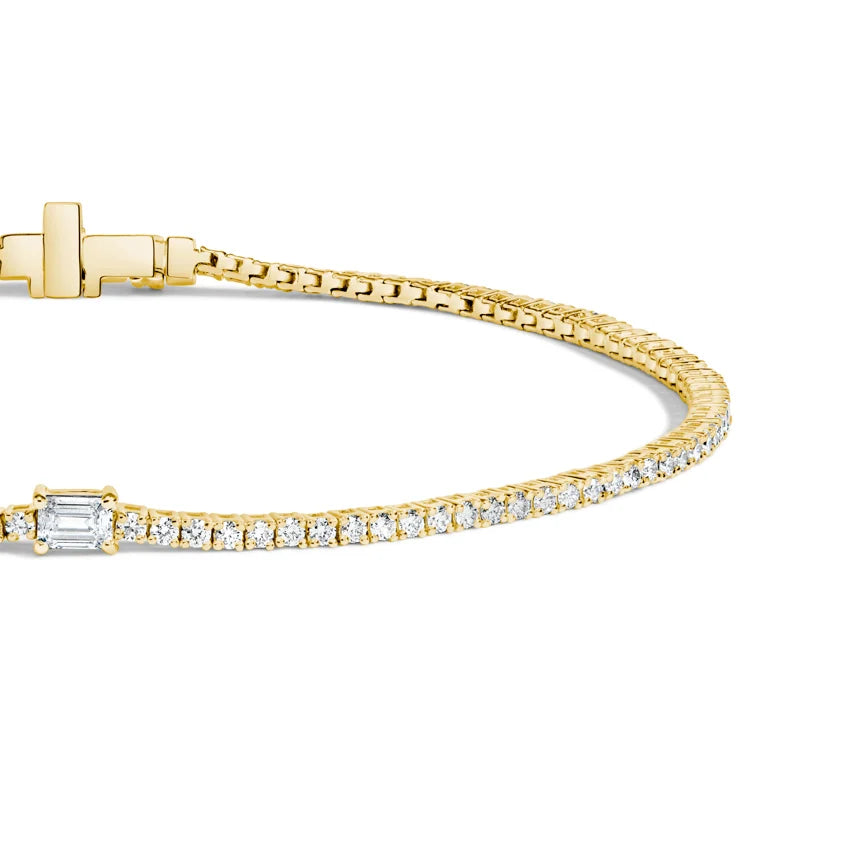 Su Yolu Model 2.00 Karat Emerald Kesim Laboratuvar Pırlanta Bileklik 18K - Bold Diamonds