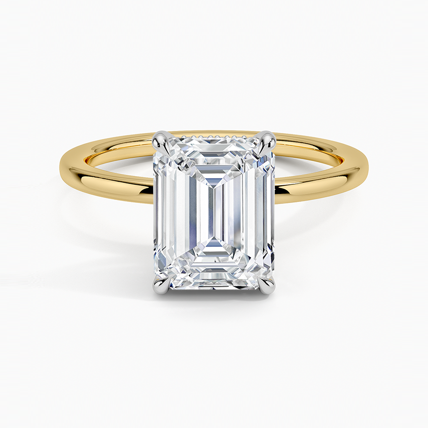 2.10 Karat Emerald Kesim Hidden Halo Tasarım Tektaş Laboratuvar Pırlanta Yüzük 18K  - Elora - Bold Diamonds