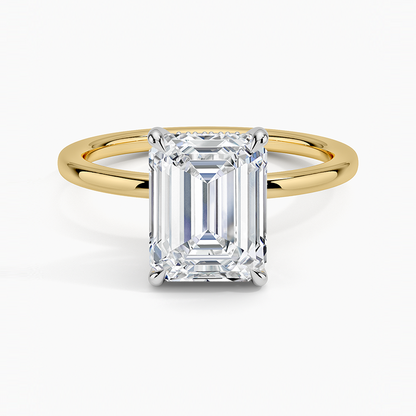 2.10 Karat Emerald Kesim Hidden Halo Tasarım Tektaş Laboratuvar Pırlanta Yüzük 18K  - Elora - Bold Diamonds