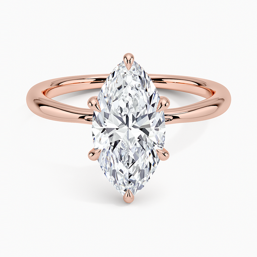 2.10 Karat Marquise Kesim Hidden Halo Tasarım Tektaş Laboratuvar Pırlanta Yüzük 18K  - Alvora - Bold Diamonds