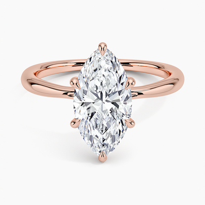2.10 Karat Marquise Kesim Hidden Halo Tasarım Tektaş Laboratuvar Pırlanta Yüzük 18K  - Alvora - Bold Diamonds