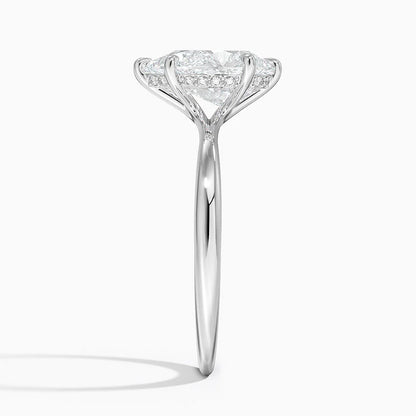 2.10 Karat Pear Kesim Hidden Halo Tasarım Tektaş Laboratuvar Pırlanta Yüzük 18K  - Alvora - Bold Diamonds