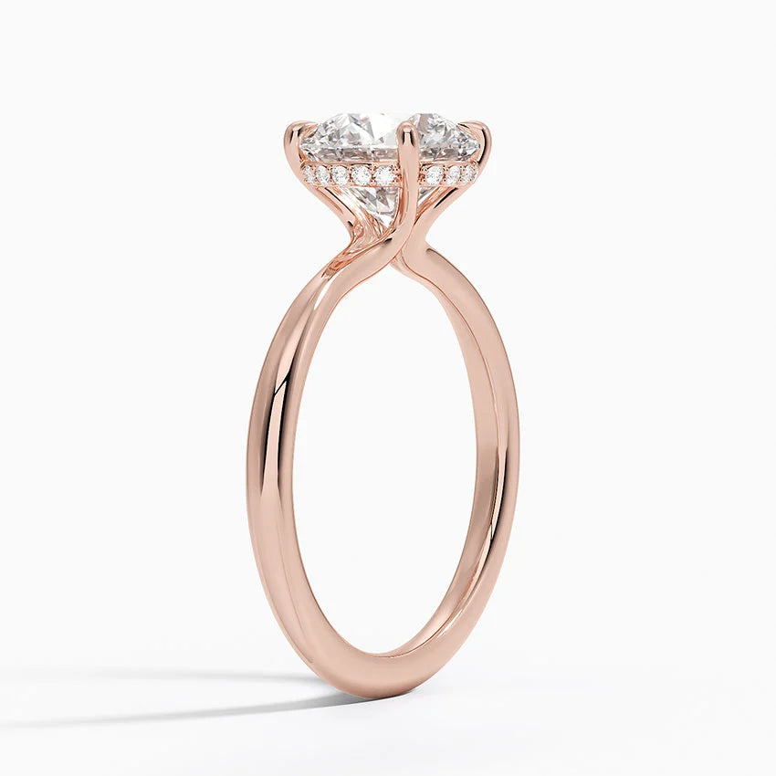 2.10 Karat Hidden Halo Tasarım Tektaş Laboratuvar Pırlanta Yüzük 18K  - Alvora - Bold Diamonds