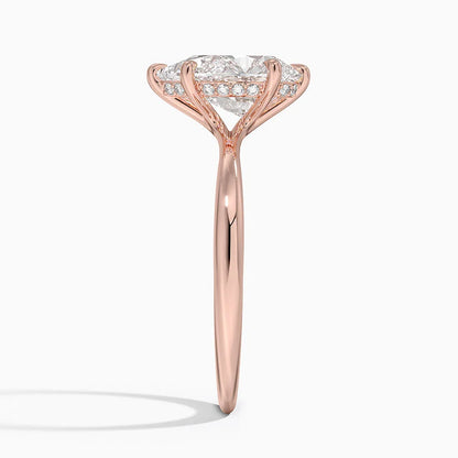 2.10 Karat Pear Kesim Hidden Halo Tasarım Tektaş Laboratuvar Pırlanta Yüzük 18K  - Alvora - Bold Diamonds