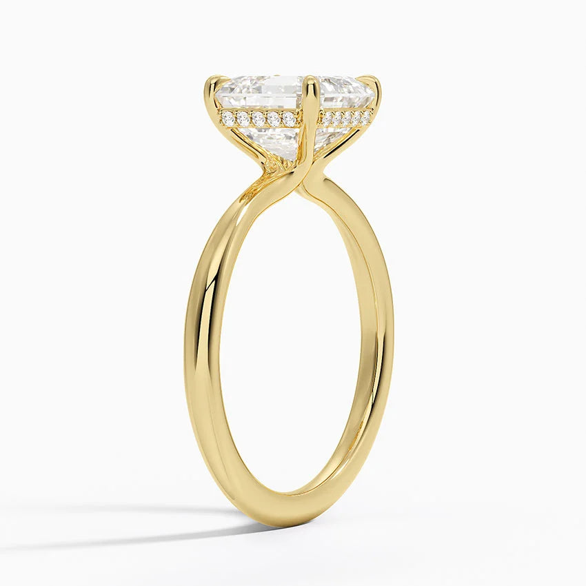 2.10 Karat Asscher Kesim Hidden Halo Tasarım Tektaş Laboratuvar Pırlanta Yüzük 18K  - Alvora - Bold Diamonds