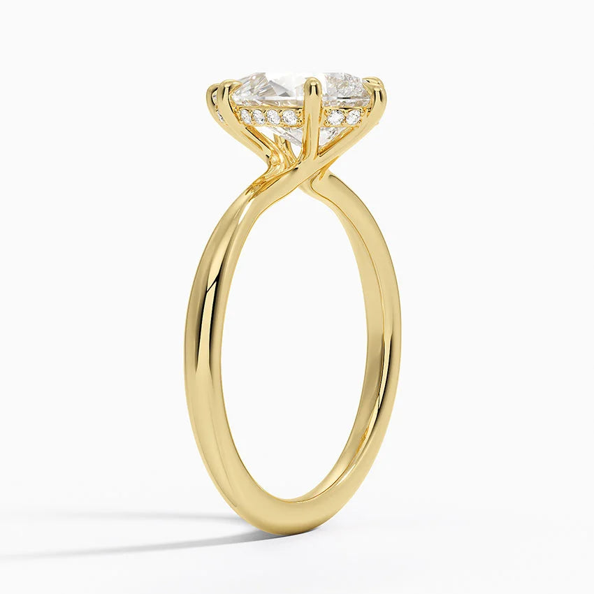 2.10 Karat Pear Kesim Hidden Halo Tasarım Tektaş Laboratuvar Pırlanta Yüzük 18K  - Alvora - Bold Diamonds