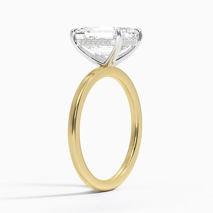 2.10 Karat Emerald Kesim Hidden Halo Tasarım Tektaş Laboratuvar Pırlanta Yüzük 18K  - Elora - Bold Diamonds