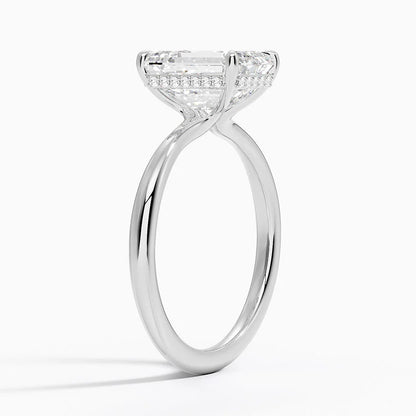 2.10 Karat Emerald Kesim Hidden Halo Tasarım Tektaş Laboratuvar Pırlanta Yüzük 18K  - Alvora - Bold Diamonds