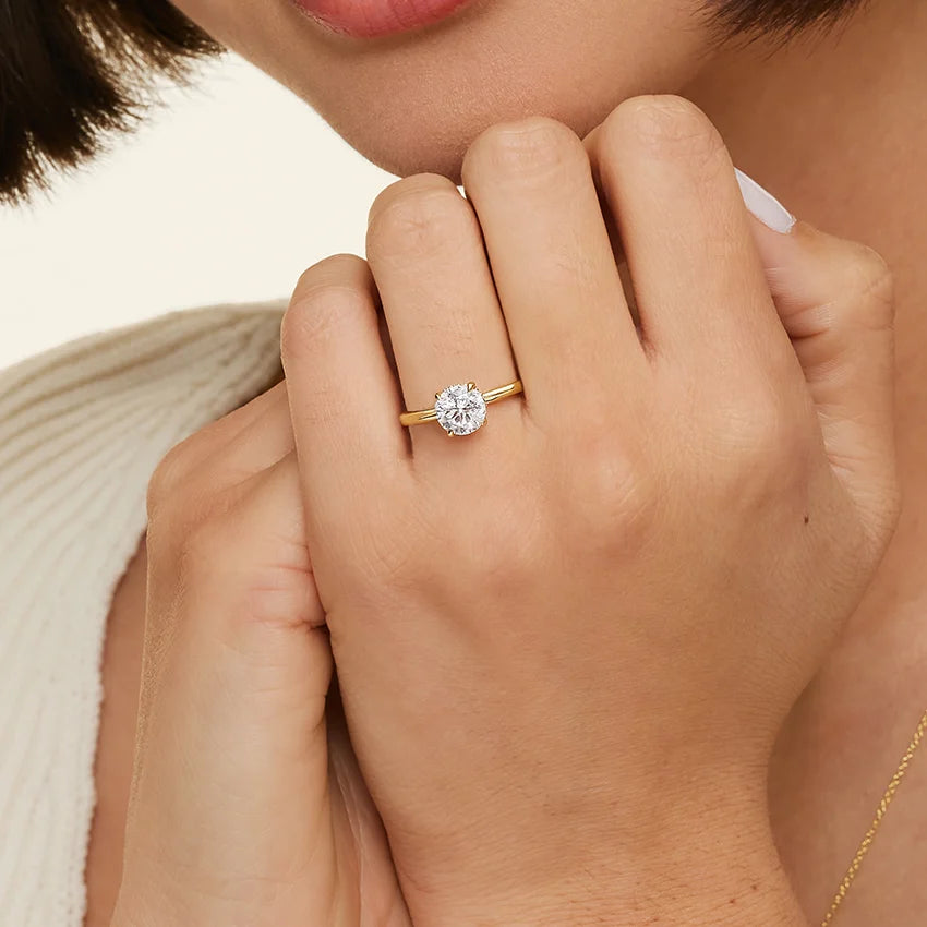 2.10 Karat Hidden Halo Tasarım Tektaş Laboratuvar Pırlanta Yüzük 18K  - Alvora - Bold Diamonds
