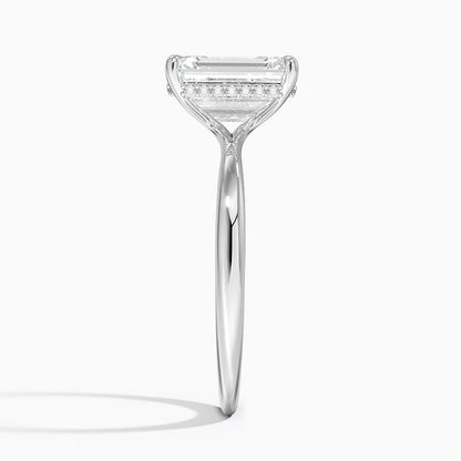 2.10 Karat Emerald Kesim Hidden Halo Tasarım Tektaş Laboratuvar Pırlanta Yüzük 18K  - Alvora - Bold Diamonds