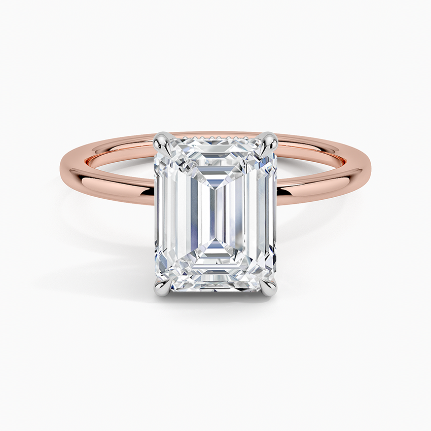 2.10 Karat Emerald Kesim Hidden Halo Tasarım Tektaş Laboratuvar Pırlanta Yüzük 18K  - Elora - Bold Diamonds