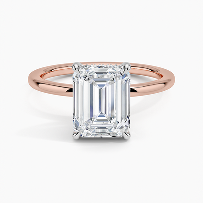 2.10 Karat Emerald Kesim Hidden Halo Tasarım Tektaş Laboratuvar Pırlanta Yüzük 18K  - Elora - Bold Diamonds