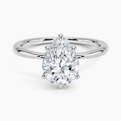 2.10 Karat Pear Kesim Hidden Halo Tasarım Tektaş Laboratuvar Pırlanta Yüzük 18K  - Alvora - Bold Diamonds