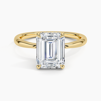 2.10 Karat Emerald Kesim Hidden Halo Tasarım Tektaş Laboratuvar Pırlanta Yüzük 18K  - Alvora - Bold Diamonds