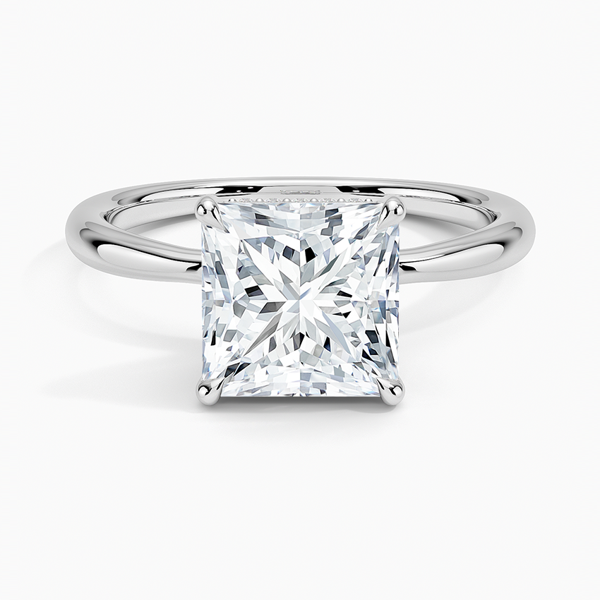 2.10 Karat Prenses Kesim Hidden Halo Tasarım Tektaş Laboratuvar Pırlanta Yüzük 18K  - Alvora - Bold Diamonds