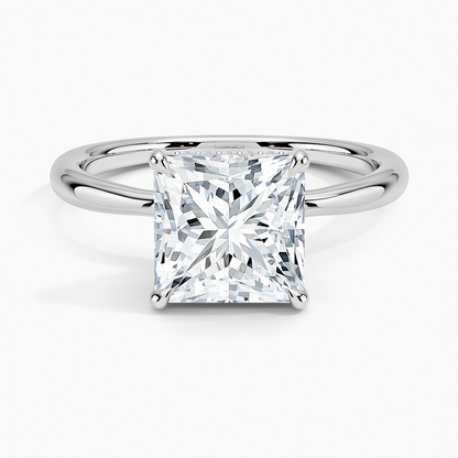 2.10 Karat Prenses Kesim Hidden Halo Tasarım Tektaş Laboratuvar Pırlanta Yüzük 18K  - Alvora - Bold Diamonds