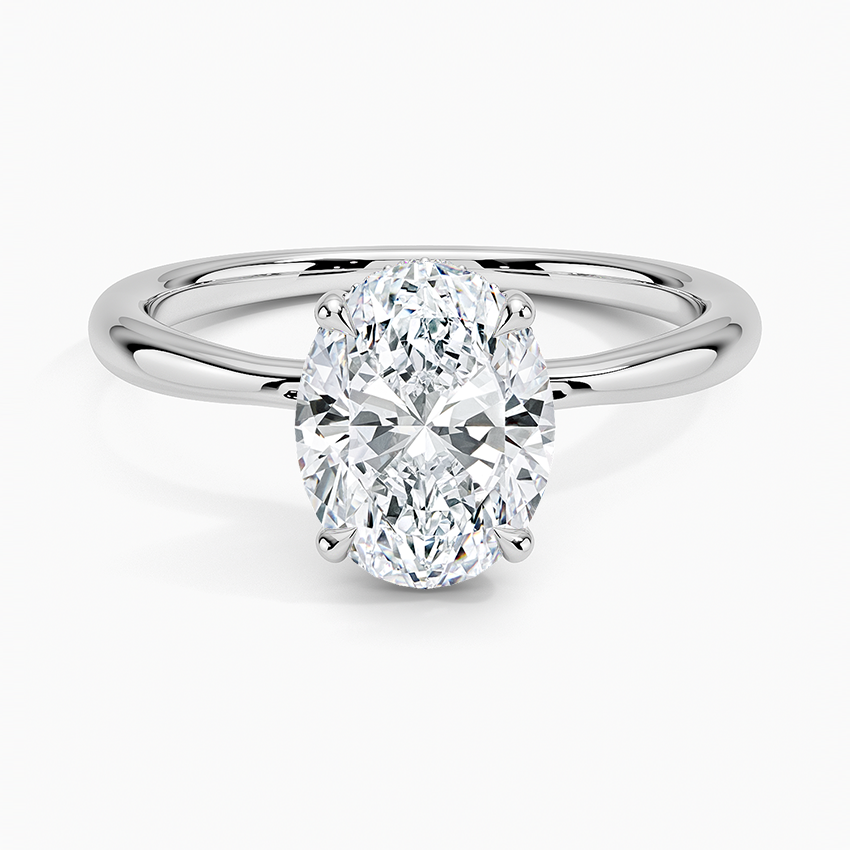 2.10 Karat Oval Kesim Hidden Halo Tasarım Tektaş Laboratuvar Pırlanta Yüzük 18K  - Alvora - Bold Diamonds