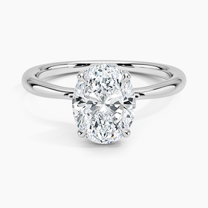 2.10 Karat Oval Kesim Hidden Halo Tasarım Tektaş Laboratuvar Pırlanta Yüzük 18K  - Alvora - Bold Diamonds