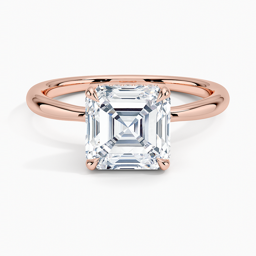 2.10 Karat Asscher Kesim Hidden Halo Tasarım Tektaş Laboratuvar Pırlanta Yüzük 18K  - Alvora - Bold Diamonds