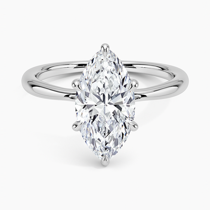 2.10 Karat Marquise Kesim Hidden Halo Tasarım Tektaş Laboratuvar Pırlanta Yüzük 18K  - Alvora - Bold Diamonds