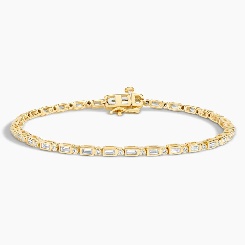 Baget Model 2.00 Karat Zümrüt Kesim Laboratuvar Pırlanta Bileklik 18K - Bold Diamonds