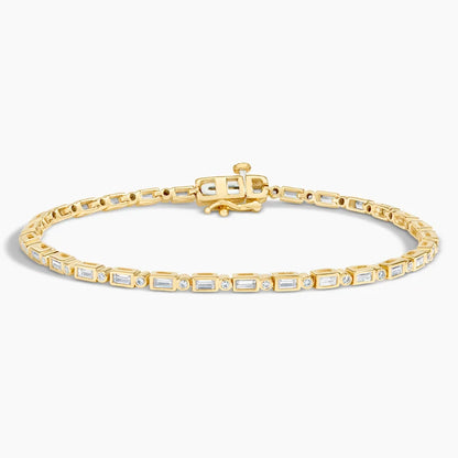 Baget Model 2.00 Karat Zümrüt Kesim Laboratuvar Pırlanta Bileklik 18K - Bold Diamonds
