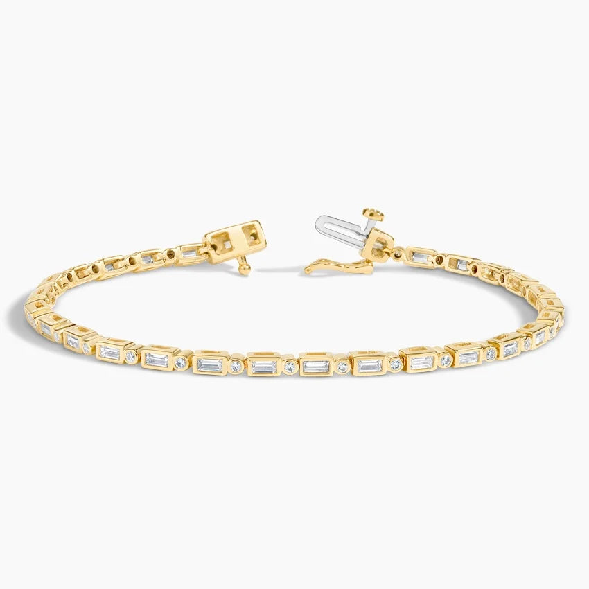 Baget Model 2.00 Karat Zümrüt Kesim Laboratuvar Pırlanta Bileklik 18K - Bold Diamonds