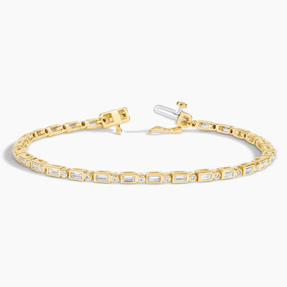 Baget Model 2.00 Karat Zümrüt Kesim Laboratuvar Pırlanta Bileklik 18K - Bold Diamonds