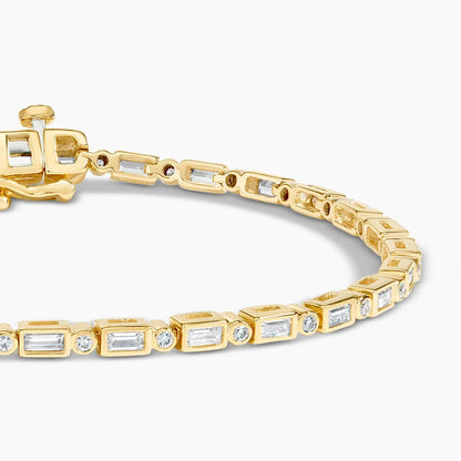 Baget Model 2.00 Karat Zümrüt Kesim Laboratuvar Pırlanta Bileklik 18K - Bold Diamonds