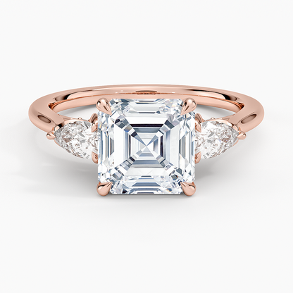2.75 Karat Asscher Kesim Hidden Halo Tasarım Tektaş Laboratuvar Pırlanta Yüzük 18K - Calora
