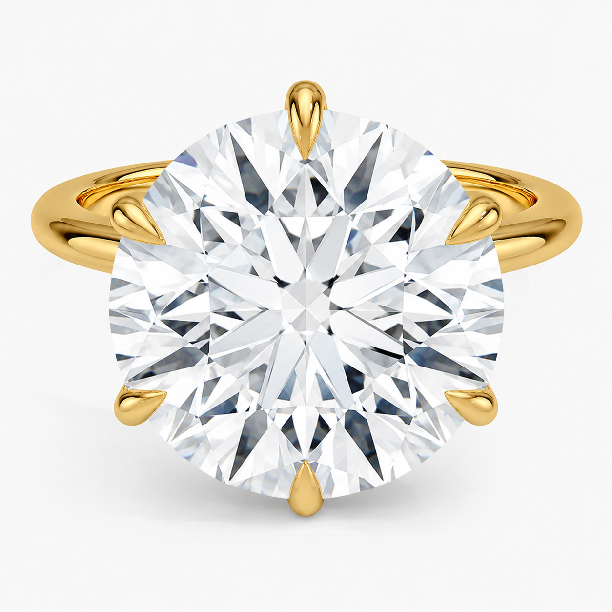 Altı Tırnak 6.00 Karat Yuvarlak Kesim D-VS Tektaş Laboratuvar Pırlanta Yüzük - Bold Diamonds