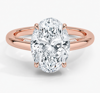 4.30 Karat Oval Kesim Hidden Halo Tasarım Tektaş Laboratuvar Pırlanta Yüzük - Salzburg - Bold Diamonds