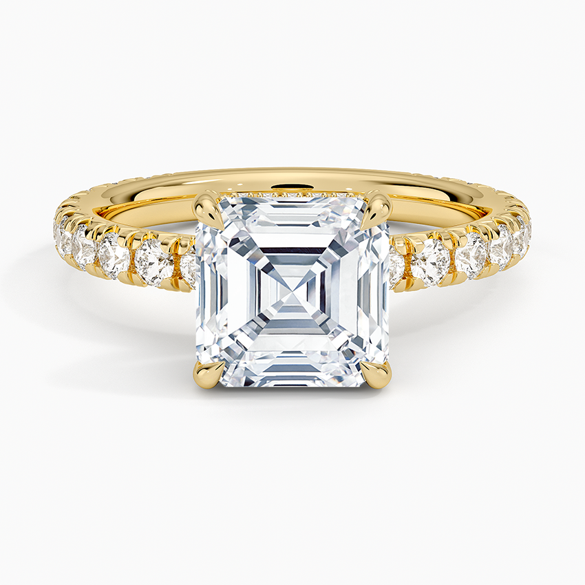 2.75 Karat Asscher Kesim Hidden Halo Tasarım Tektaş Laboratuvar Pırlanta Yüzük 18K  - Selora - Bold Diamonds