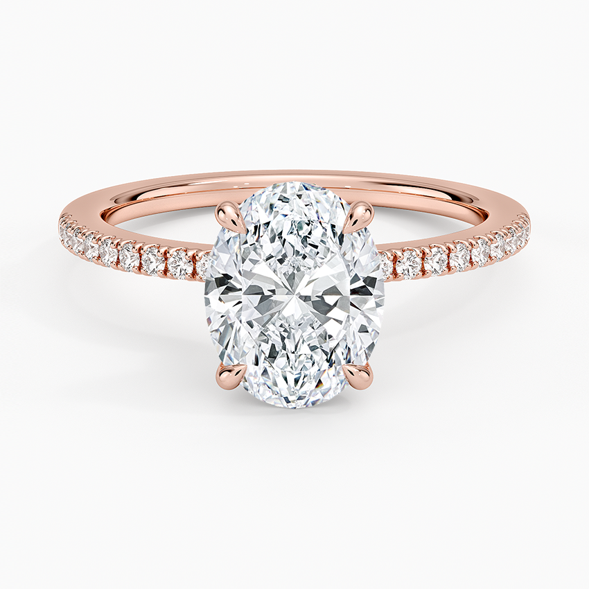 2.25 Karat Oval Kesim Hidden Halo Tasarım Tektaş Laboratuvar Pırlanta Yüzük - Filora - Bold Diamonds