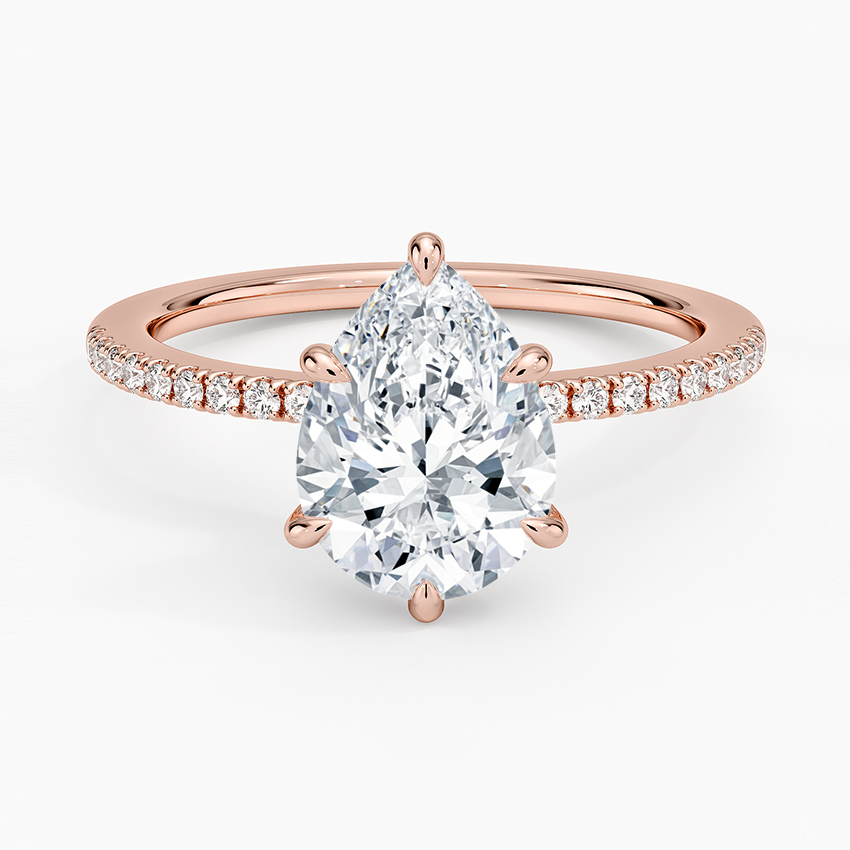 3.25 Karat Damla Kesim Hidden Halo Tasarım Tektaş Laboratuvar Pırlanta Yüzük - Filora - Bold Diamonds