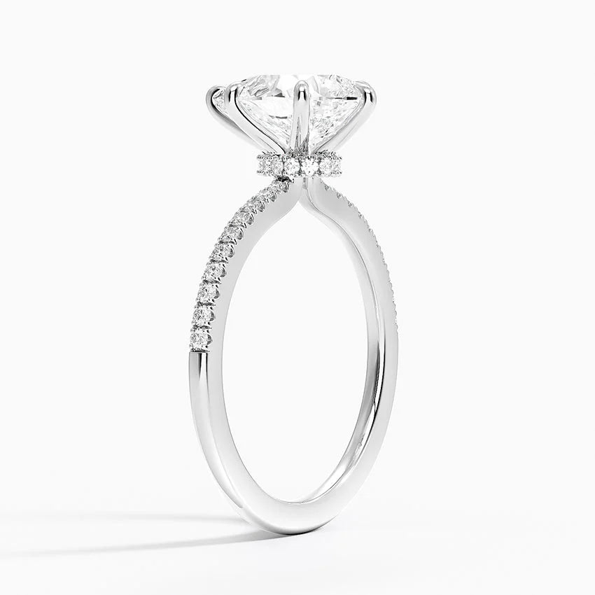 3.25 Karat Damla Kesim Hidden Halo Tasarım Tektaş Laboratuvar Pırlanta Yüzük - Filora - Bold Diamonds
