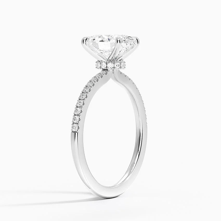 2.25 Karat Oval Kesim Hidden Halo Tasarım Tektaş Laboratuvar Pırlanta Yüzük - Filora - Bold Diamonds